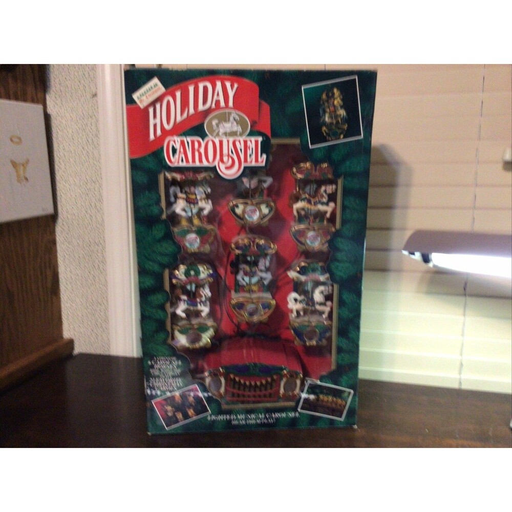 Mr Christmas Moving Holiday Carousel 1992 Music Lights 6 Horses Vintage